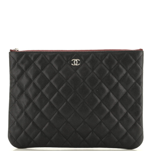 CHANEL O Case Clutch Quilted Caviar Medium