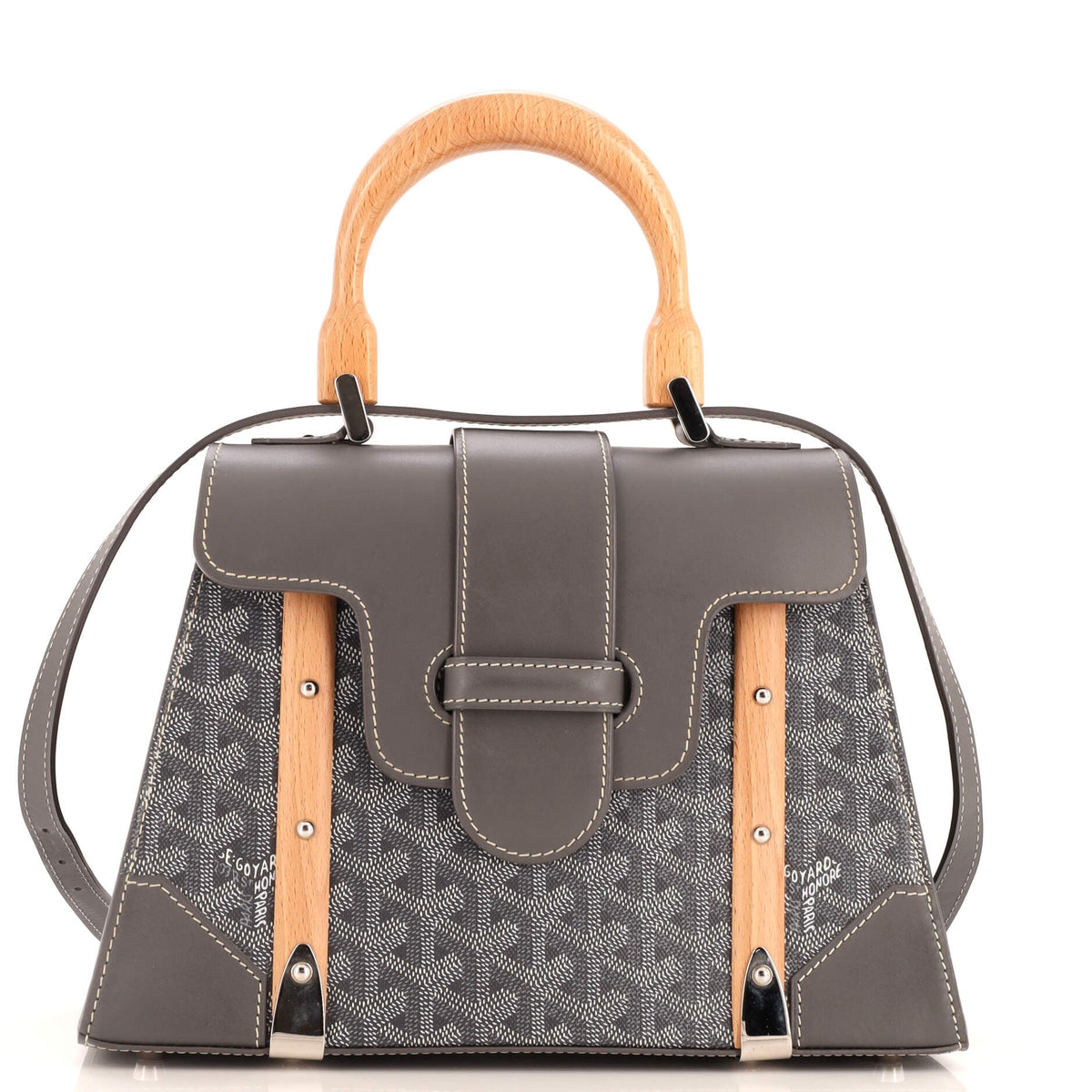 Goyard GOYARD Saigon Top Handle Bag Coated Canvas with Leather PM