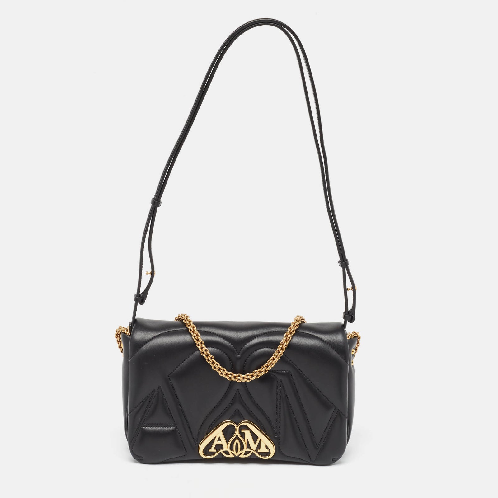 Alexander Mcqueen Black Leather Small The Seal Shoulder Bag