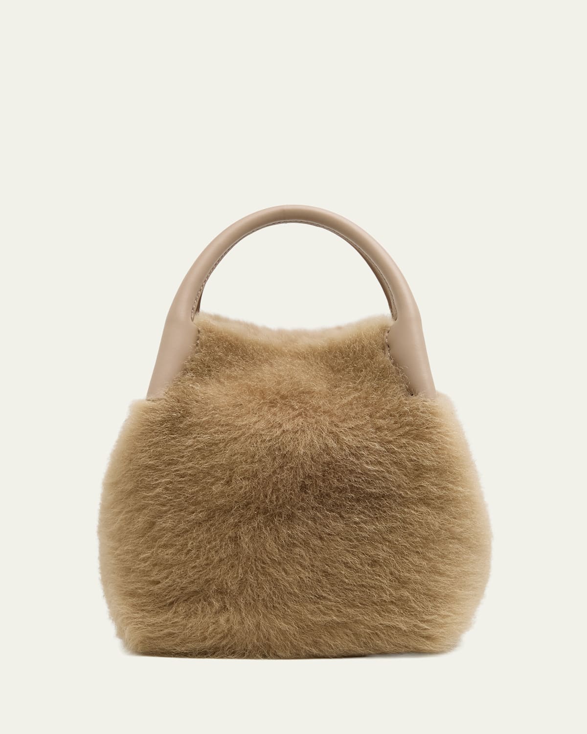 Loro Piana Bale Micro Plush Shearling Top-Handle Bag