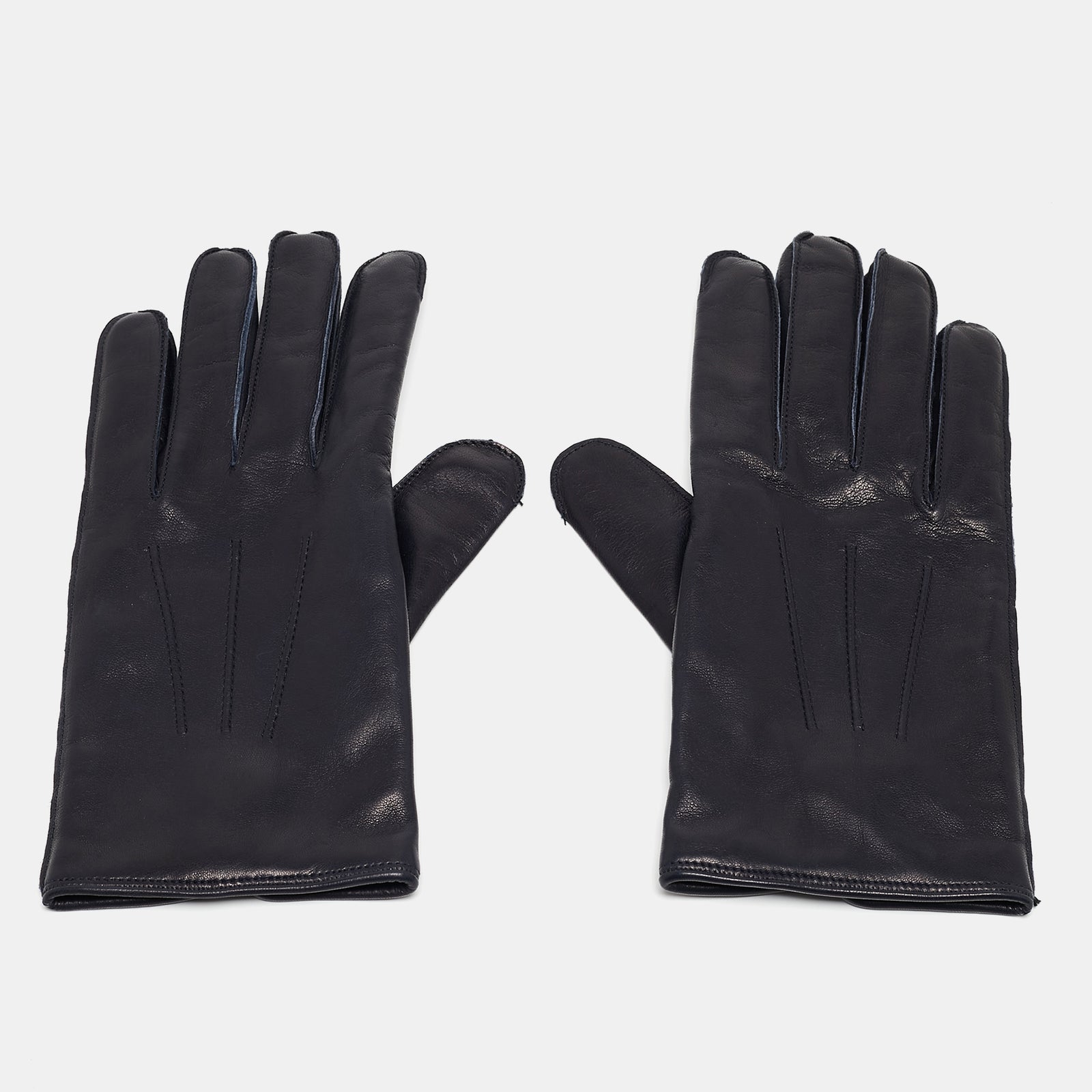 Dunhill Navy Blue Lambskin and Cashmere Gloves Size 8.5