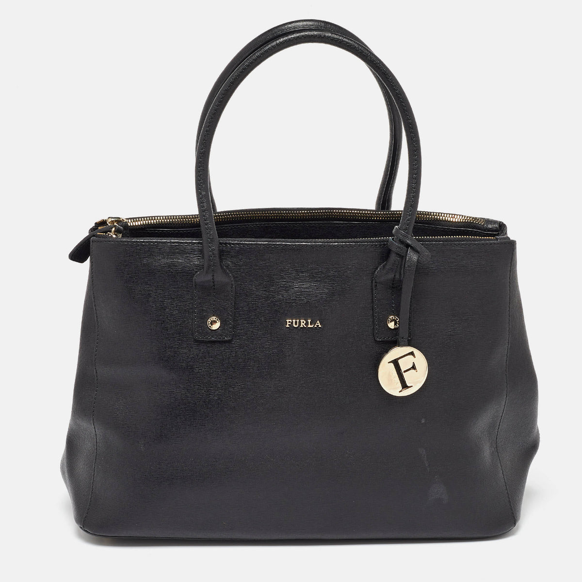 Furla Black Saffiano Leather Linda Tote