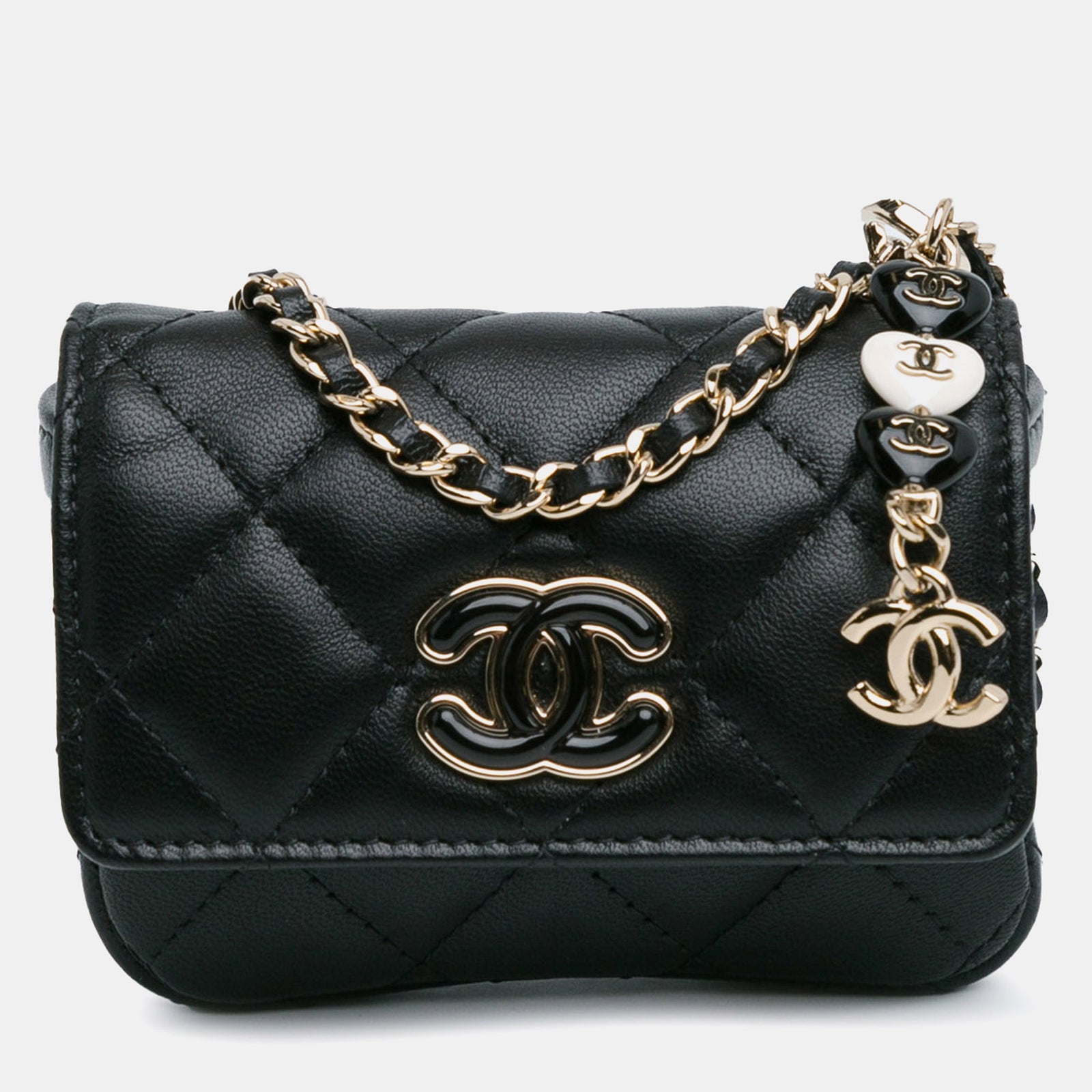 Chanel CC Kartenetui aus Lammleder mit Kette