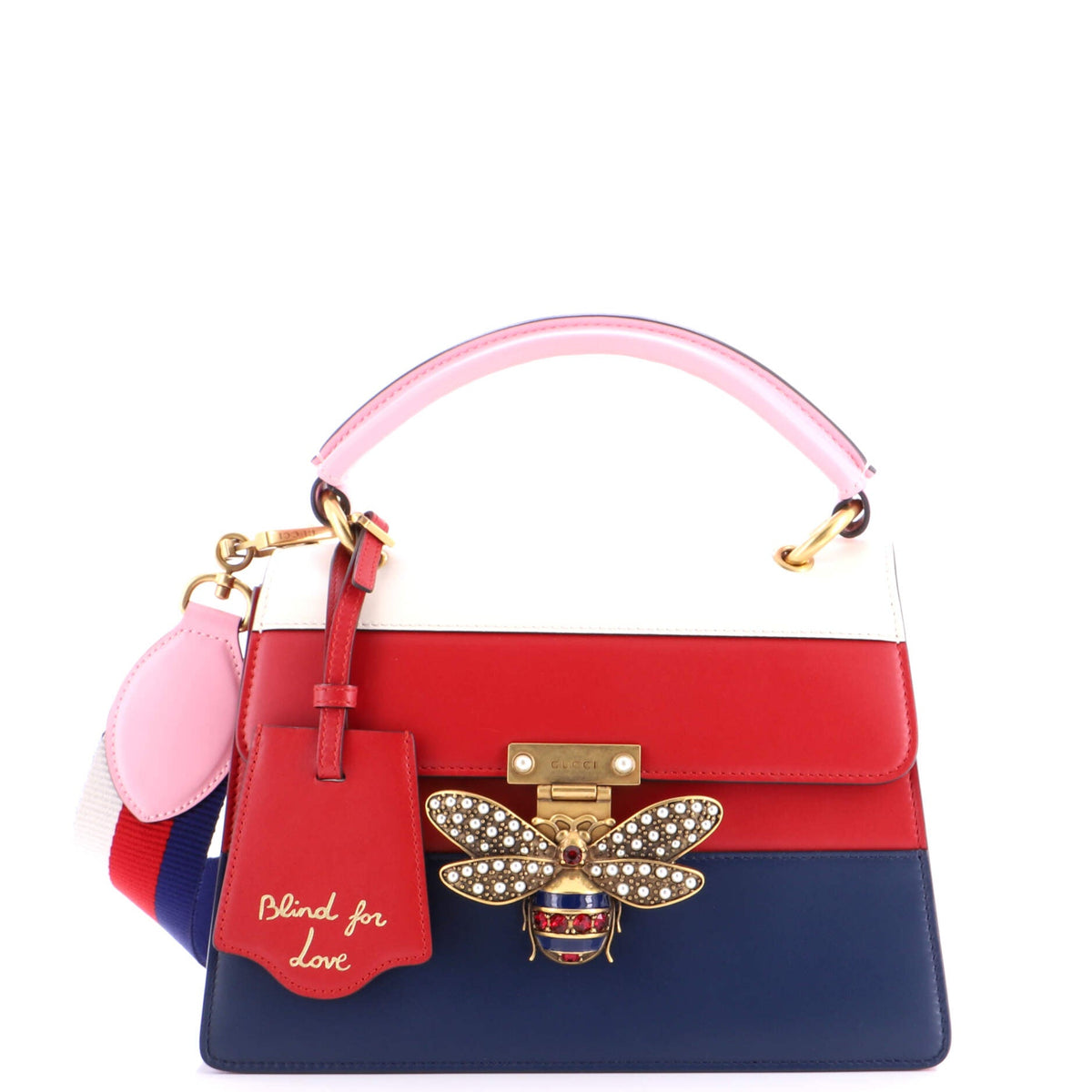 Gucci GUCCI Queen Margaret Top Handle Bag Colorblock Leather Small
