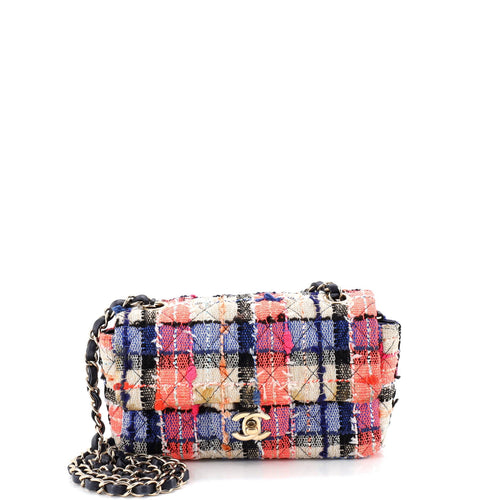 CHANEL Classic Single Flap Bag Quilted Tweed Mini