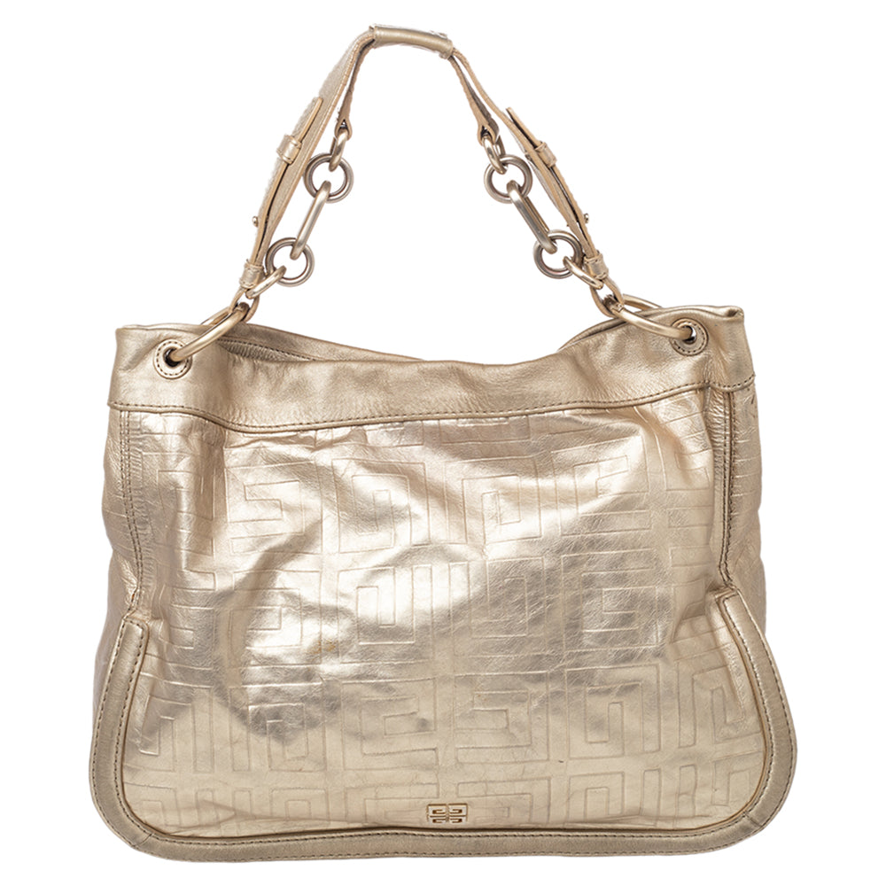 Givenchy Gold Monogram  Leather Hobo