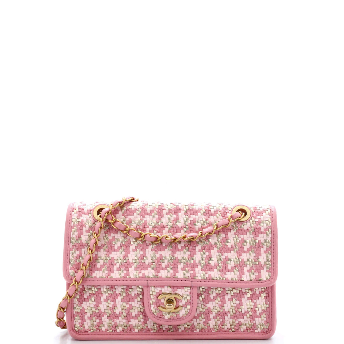 Chanel CHANEL Classic Single Flap Bag Woven Lambskin and Viscose Small