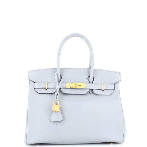 Birkin Handbag Bleu Glacier Epsom with Gold Hardware 30