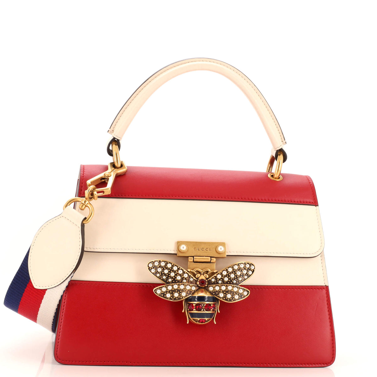 Gucci GUCCI Queen Margaret Top Handle Bag Colorblock Leather Small