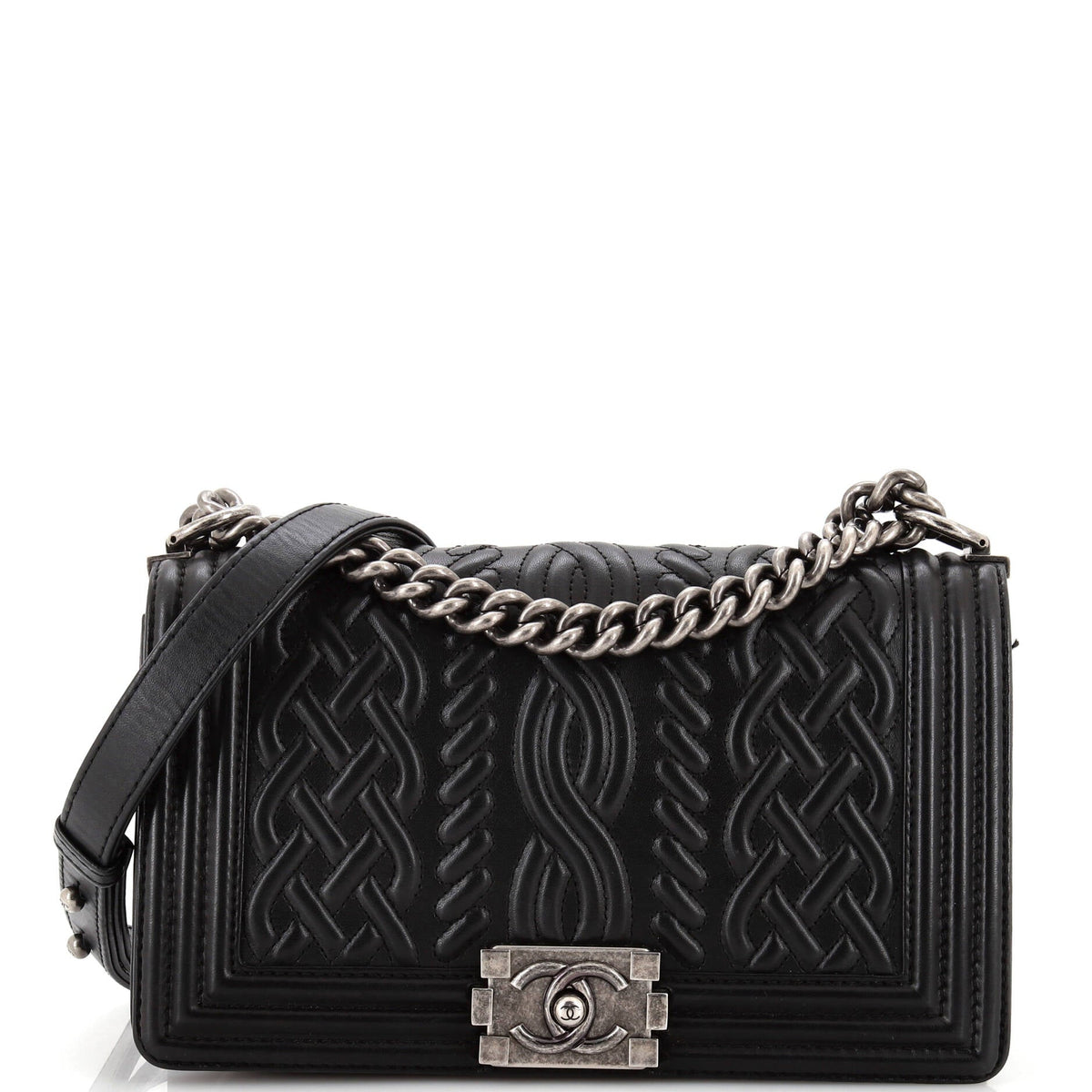Chanel CHANEL Paris-Edinburgh Boy Flap Bag Celtic Knot Embossed Calfskin Old Medium