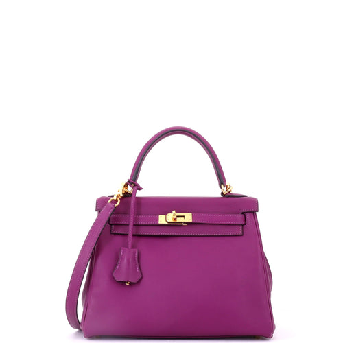 Kelly Handbag Anemone Swift with Gold Hardware 25