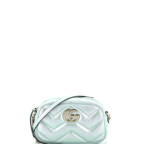 GUCCI GG Marmont Shoulder Bag Chevron Iridescent Leather Small