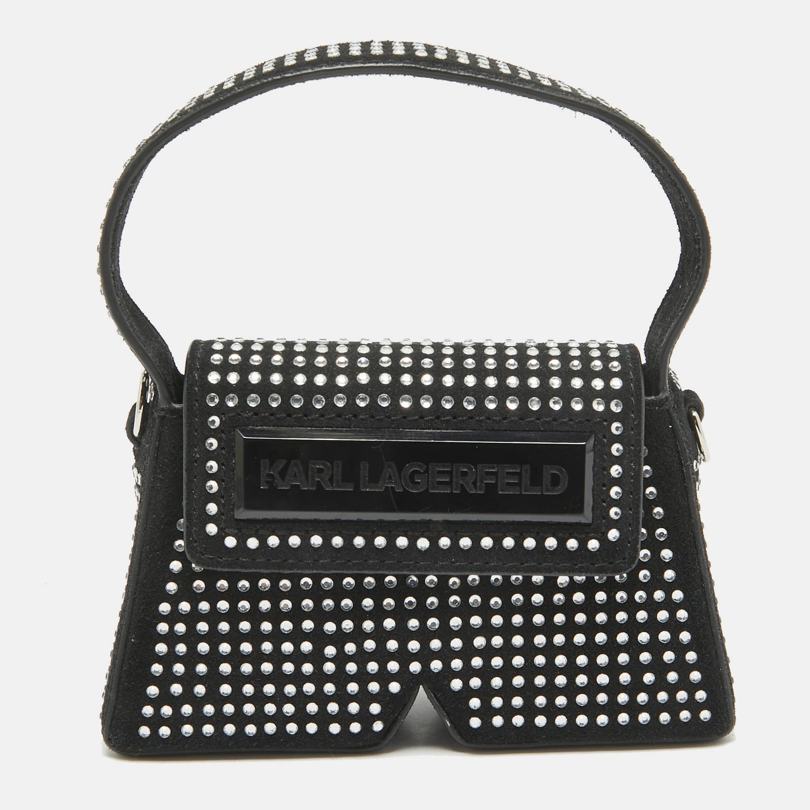 Karl Lagerfeld Black Suede Nano Crystals Ikon/K Bag