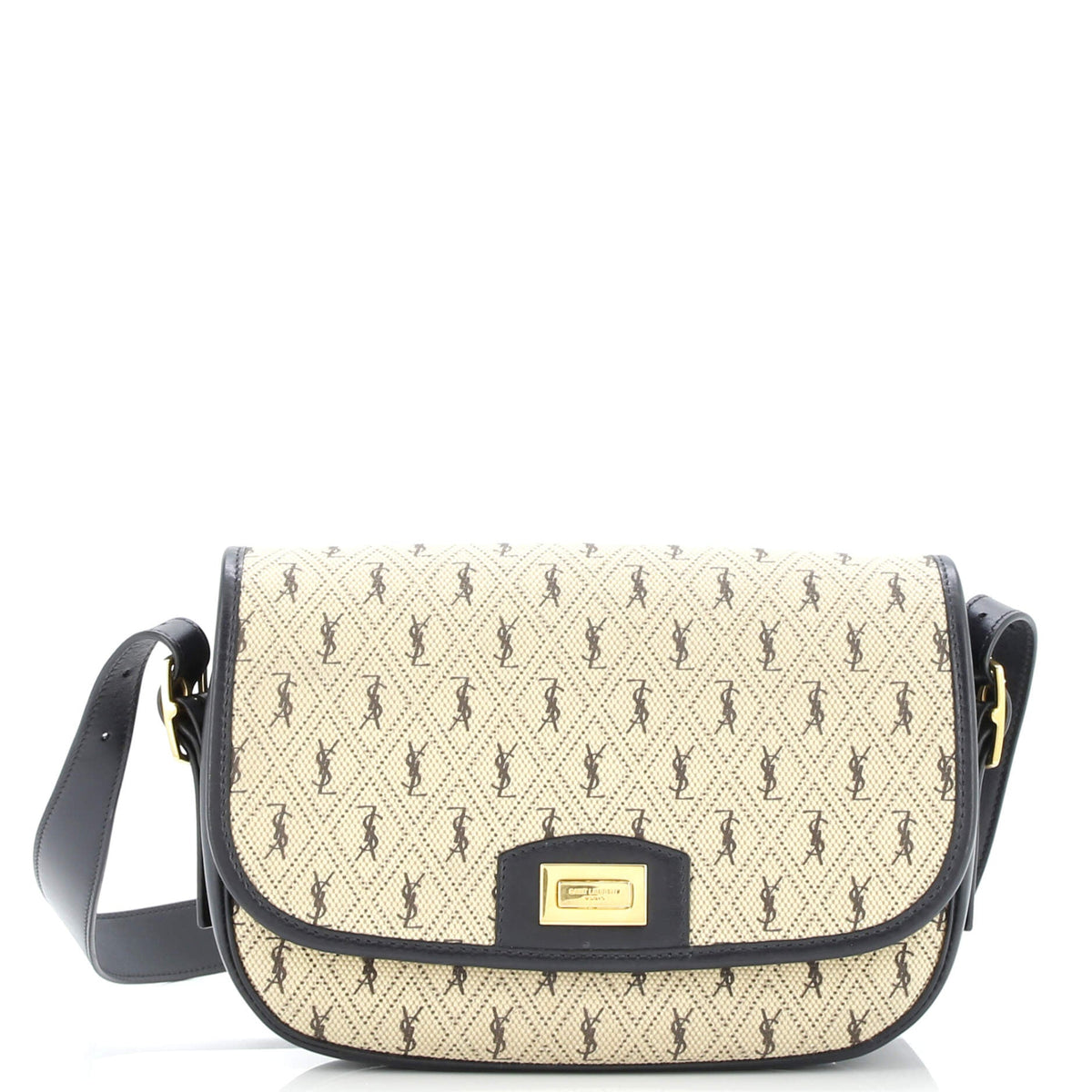 Saint Laurent Flap Satchel Monogram All Over Canvas and Leather Medium