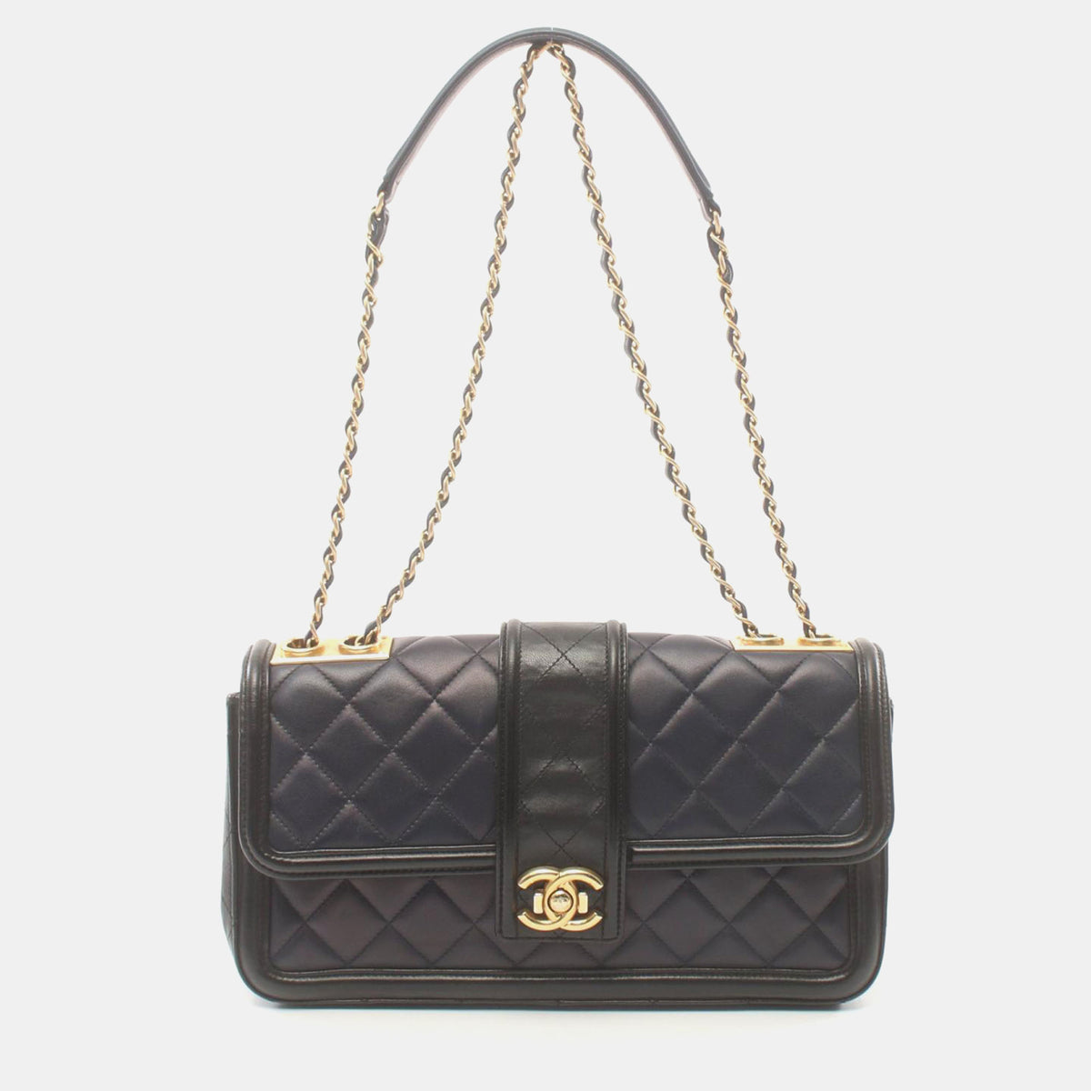 Chanel Black Quilted Leather Medium Elegant CC Flap Bag