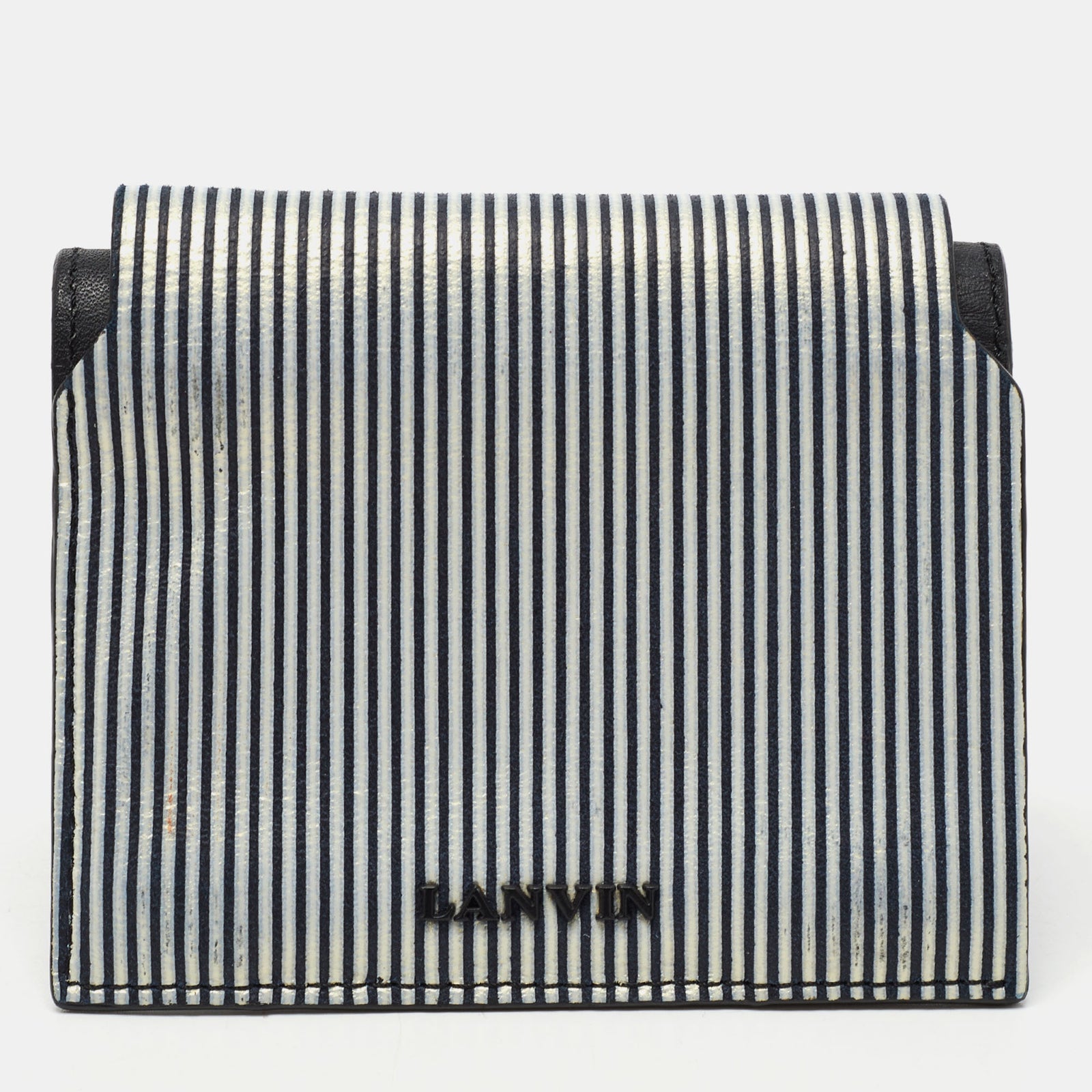 Lanvin White/Black Glitter Leather Card Case