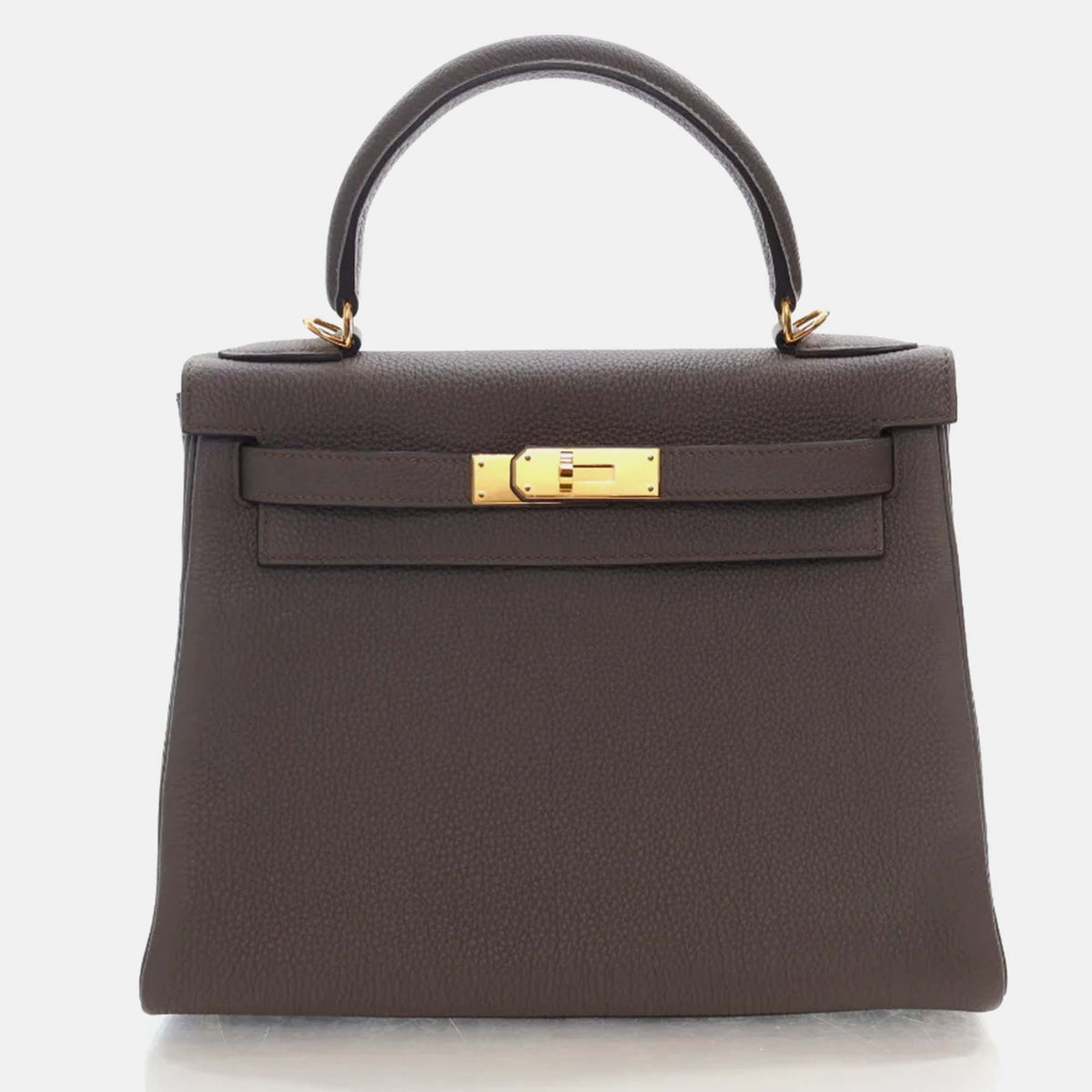 Hermès Gris Etain Togo Kelly 28 Handbag