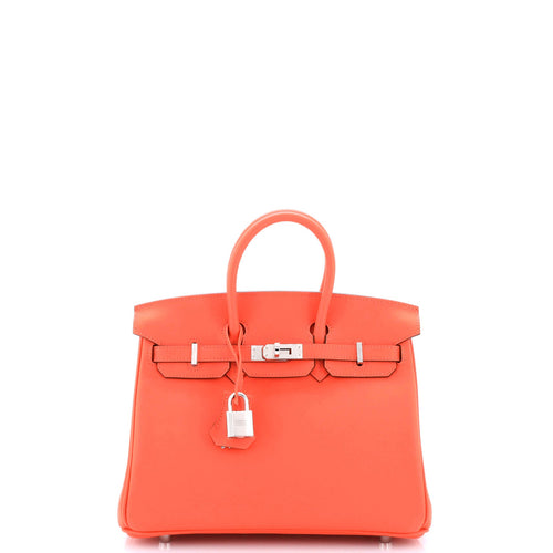 Birkin Handbag Orange Field Swift with Palladium Hardware 25