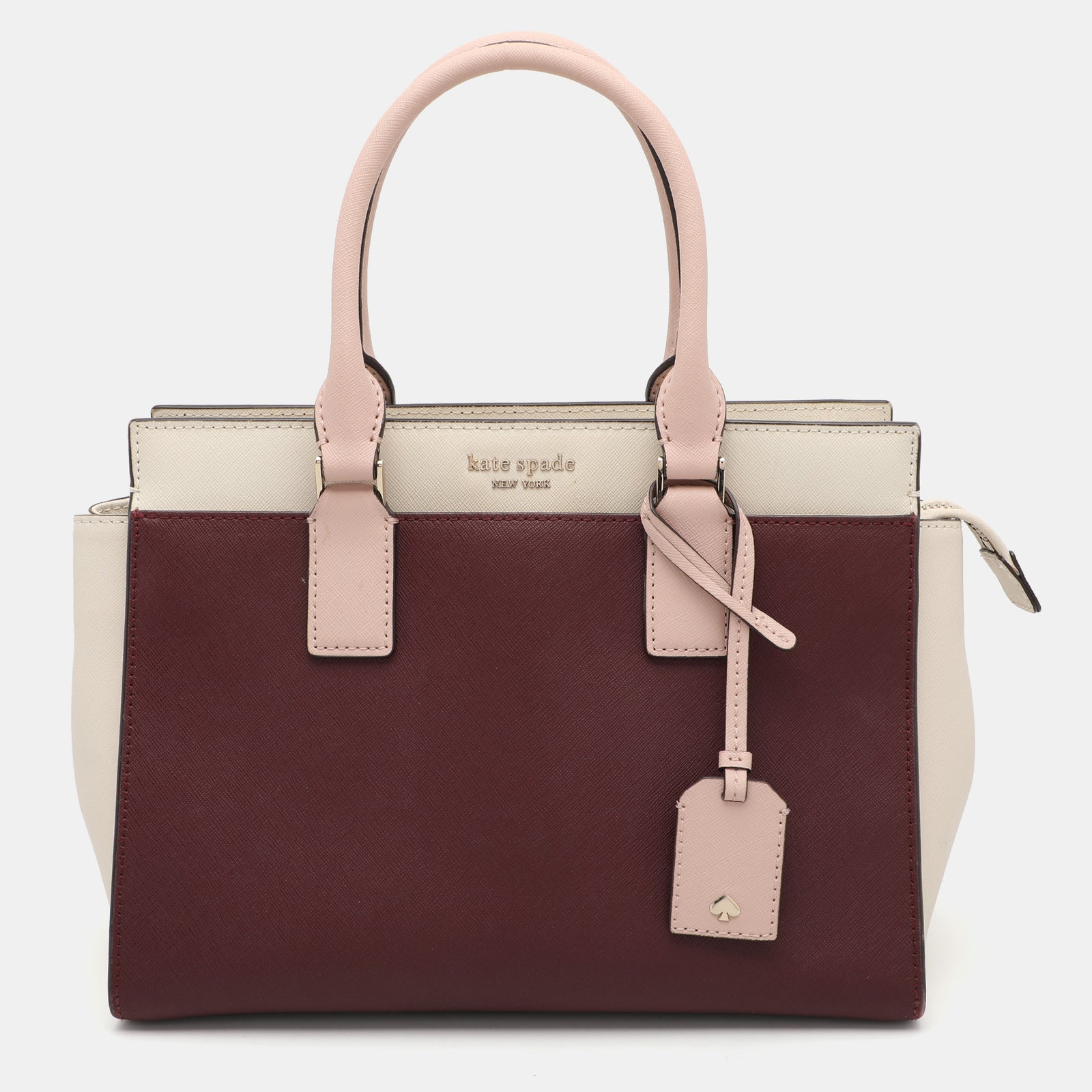 Kate Spade Burgundy/Cream Leather Cameron Street Satchel