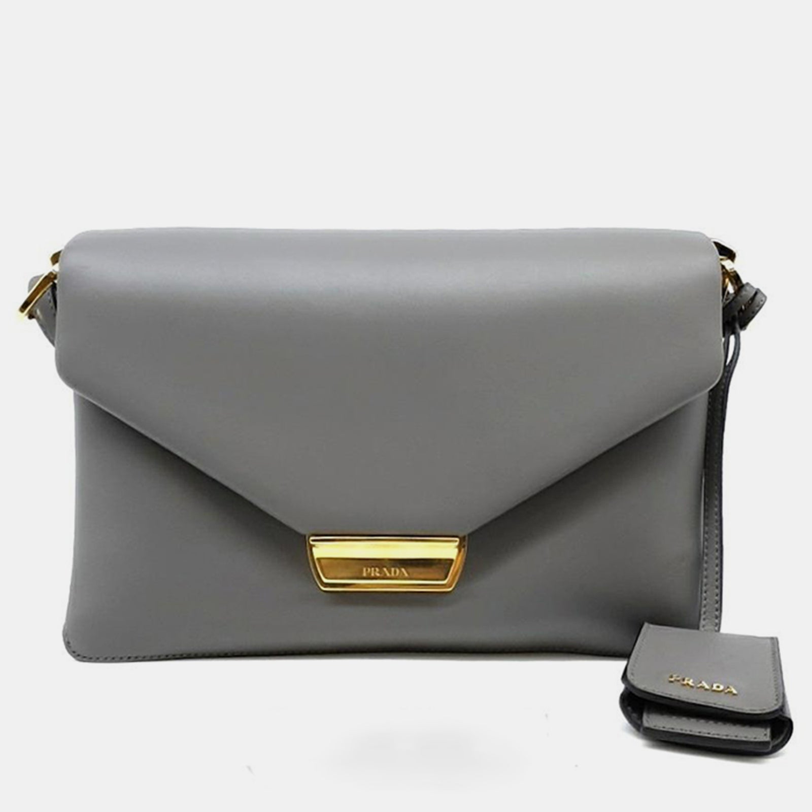 Prada Grey New Calf Shoulder Bag