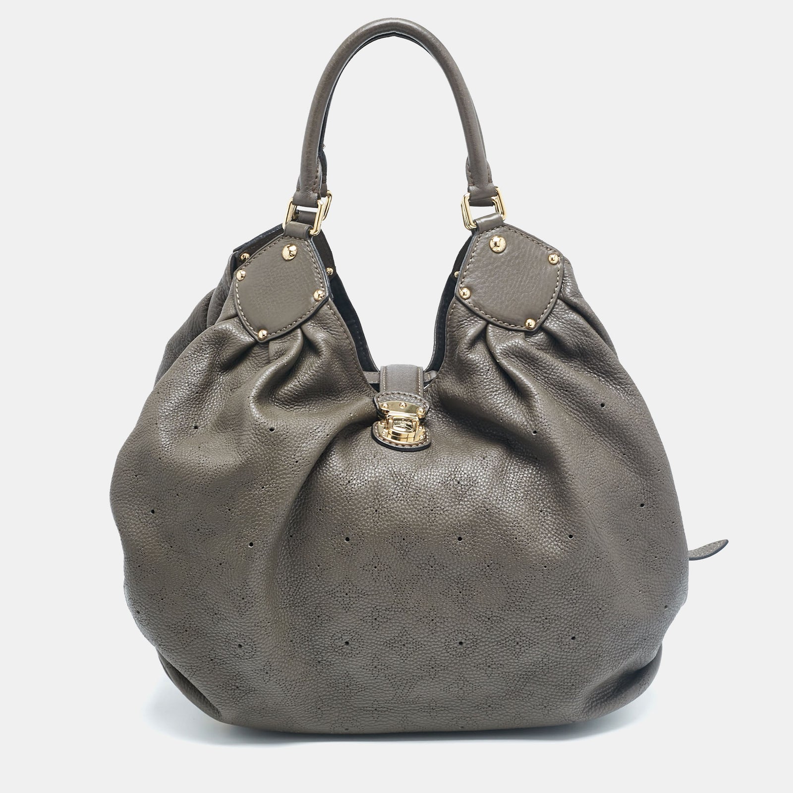 Louis Vuitton Graue Mahina Surya XL-Tasche aus Leder mit Monogramm