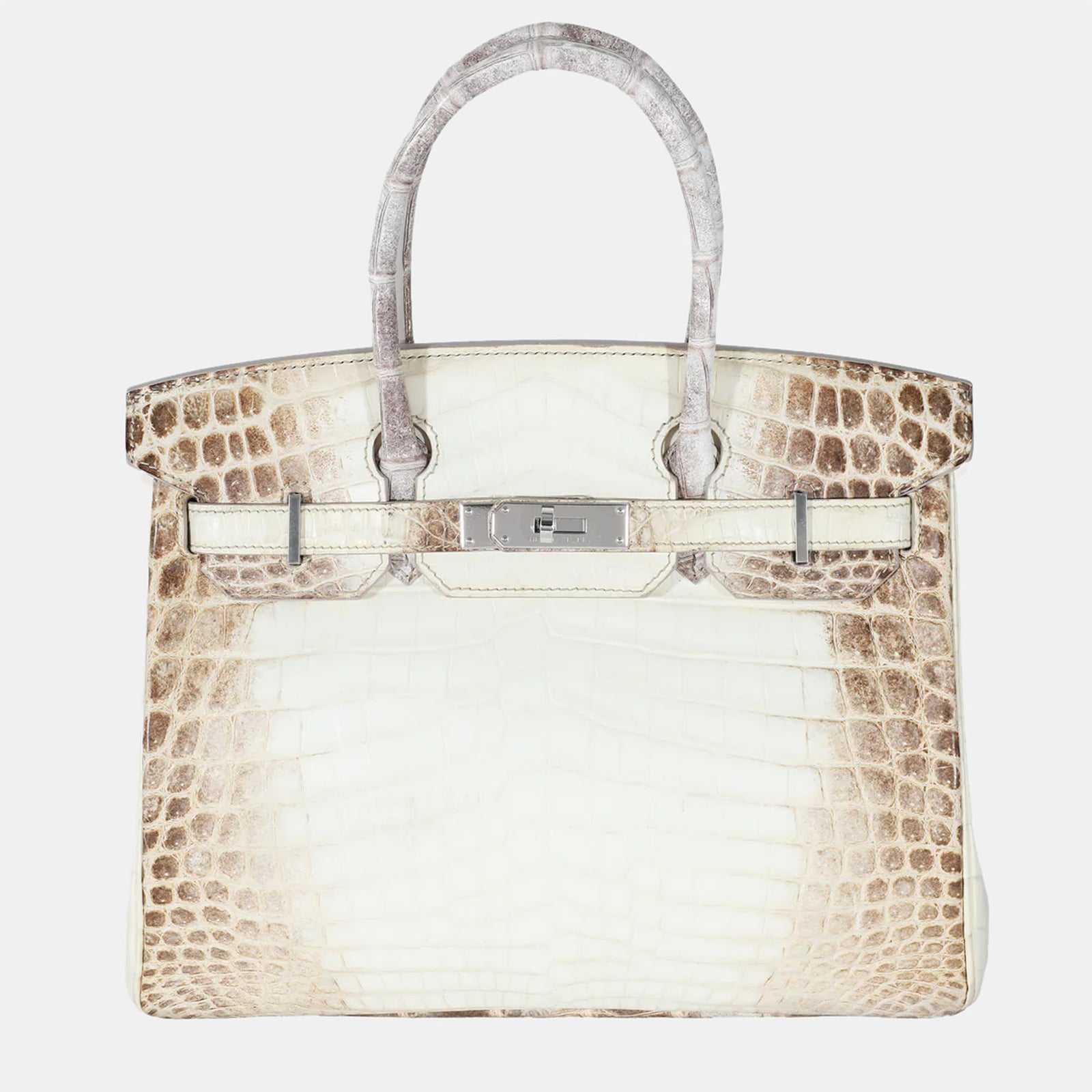 Herm?s Sac Birkin 30 PHW en crocodile Niloticus de l'Himalaya blanc mat