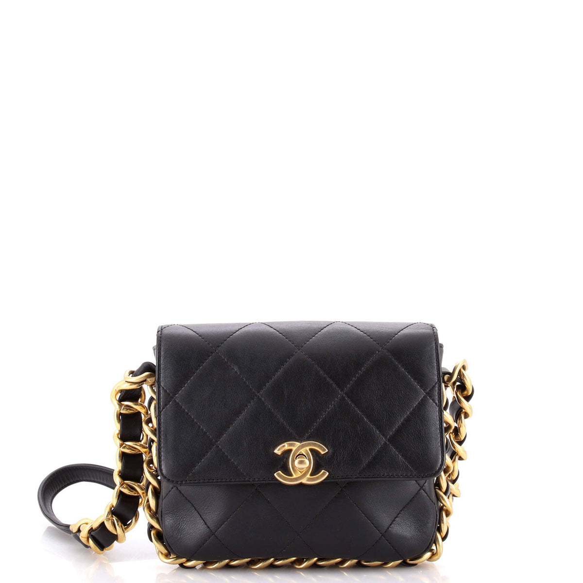 Chanel CHANEL Framing Chain Flap Bag Quilted Calfskin Small