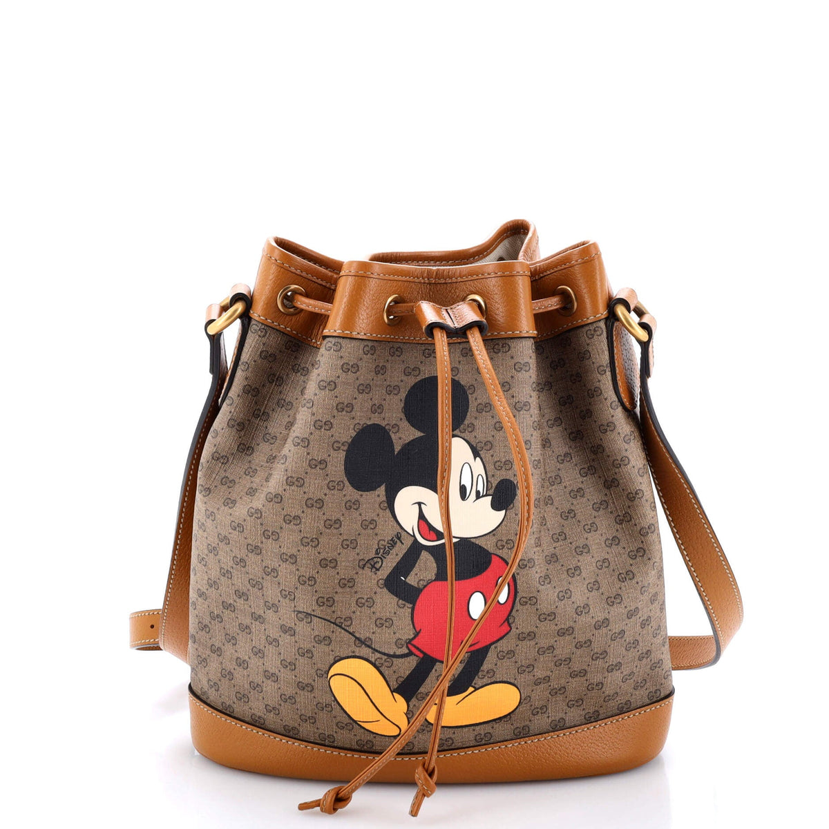 Gucci GUCCI Disney Mickey Mouse Bucket Bag Printed Mini GG Coated Canvas