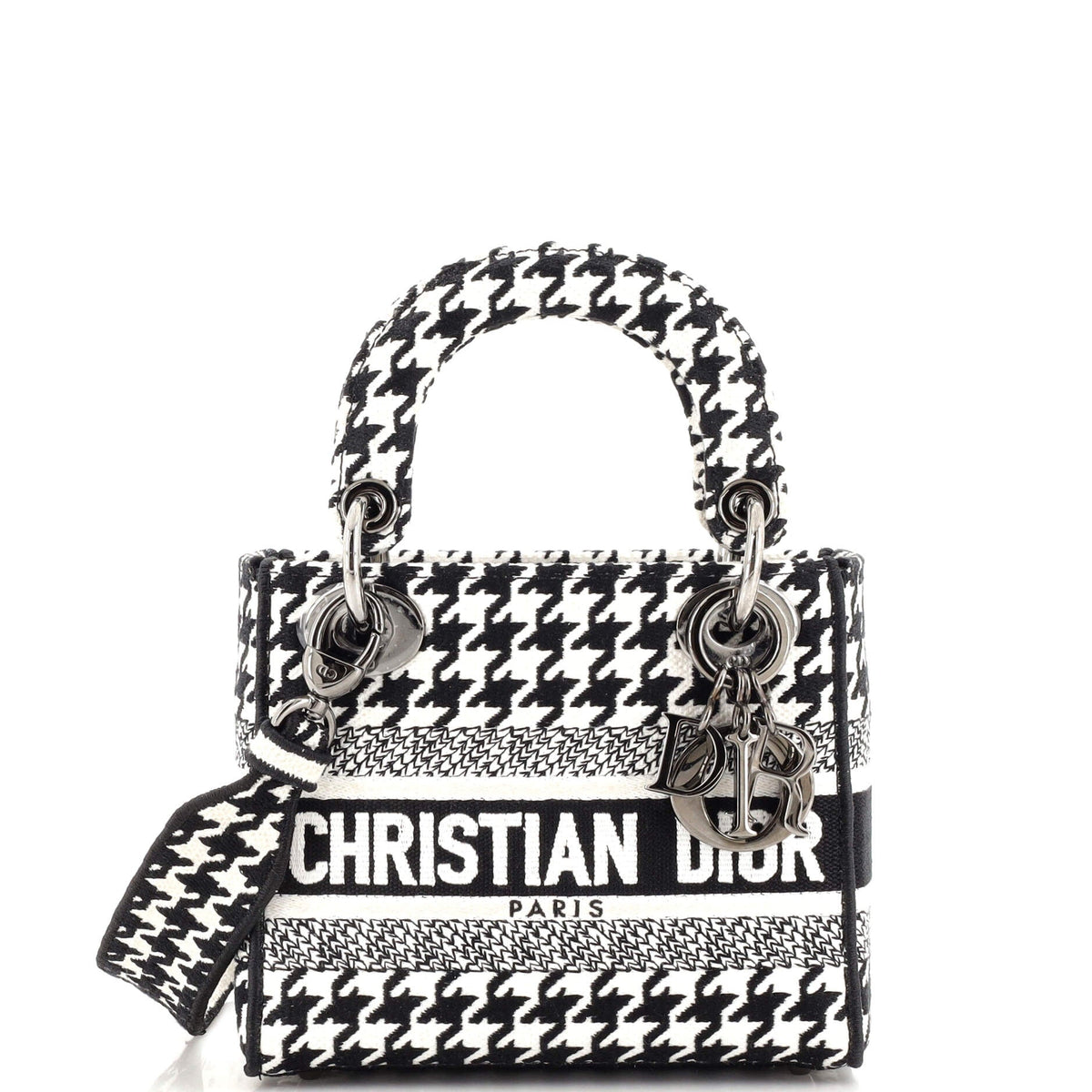 Christian Dior Lady D-Lite Bag Houndstooth Canvas Mini