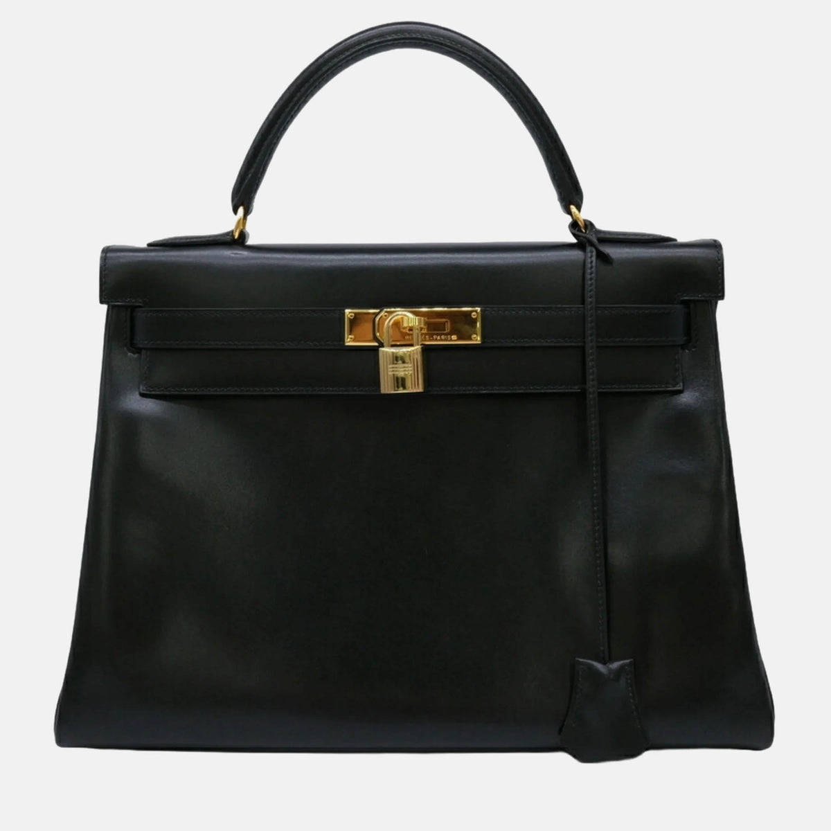 Hermès Black Box Calf Leather Kelly 32 Handbag