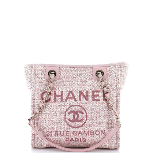 CHANEL North South Deauville Tote Raffia with Glitter Detail Small