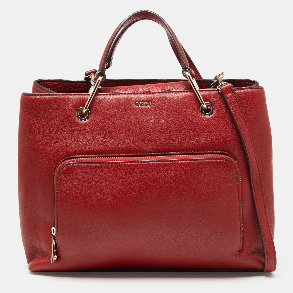 DKNY DKNY Red Leather Bryant Park Front Pocket Satchel