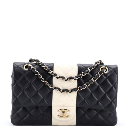 CHANEL Classic Double Flap Bag Bicolor Quilted Lambskin Medium