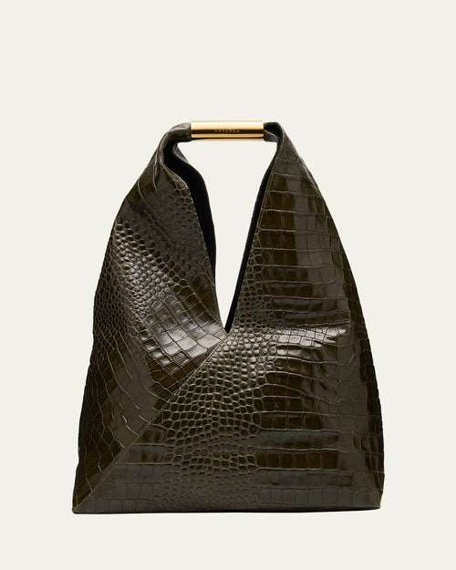Japanese Croc-Embossed Leather Tote Bag