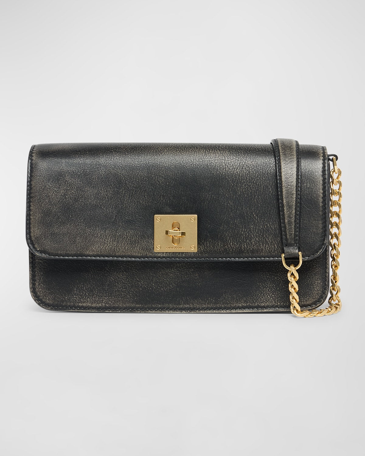 Golden Goose Gioia Flap Distressed Leather Shoulder Bag