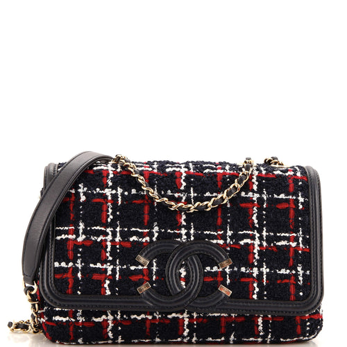 CHANEL Filigree Flap Bag Quilted Tweed Small