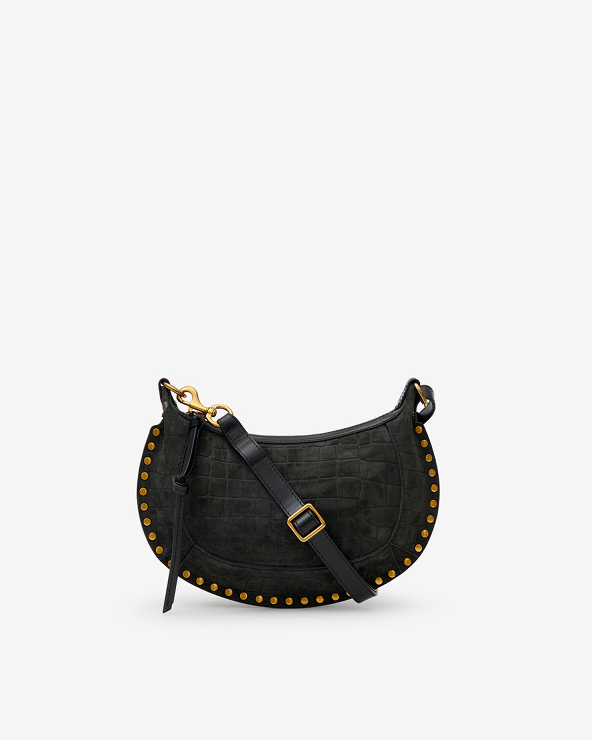 Isabel Marant Isabel Marant Oskan Moon Bag In Crocodile - effect Velvet Leather - - Black - Isabel Marant