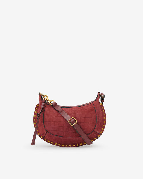 Isabel Marant Oskan Moon Bag In Crocodile - effect Velvet Leather - - Cherry - Isabel Marant