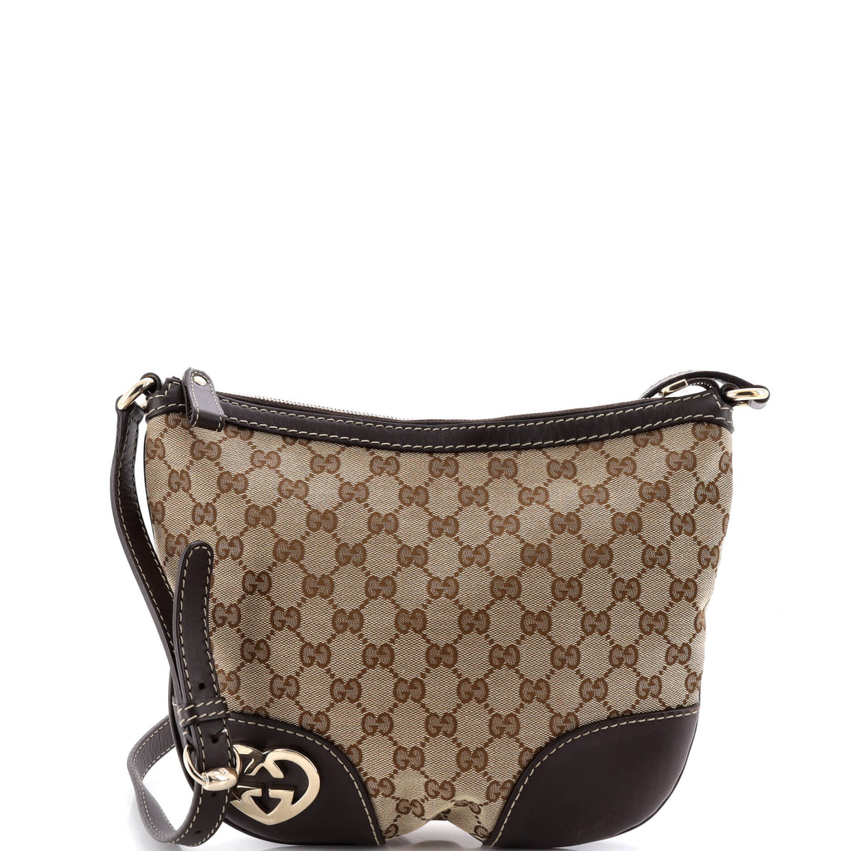 Gucci GUCCI Lovely Heart Interlocking G Crossbody Bag GG Canvas with Leather