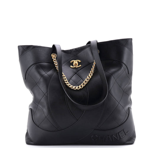 CHANEL Club Monaco Shopping Tote Quilted Lambskin Large