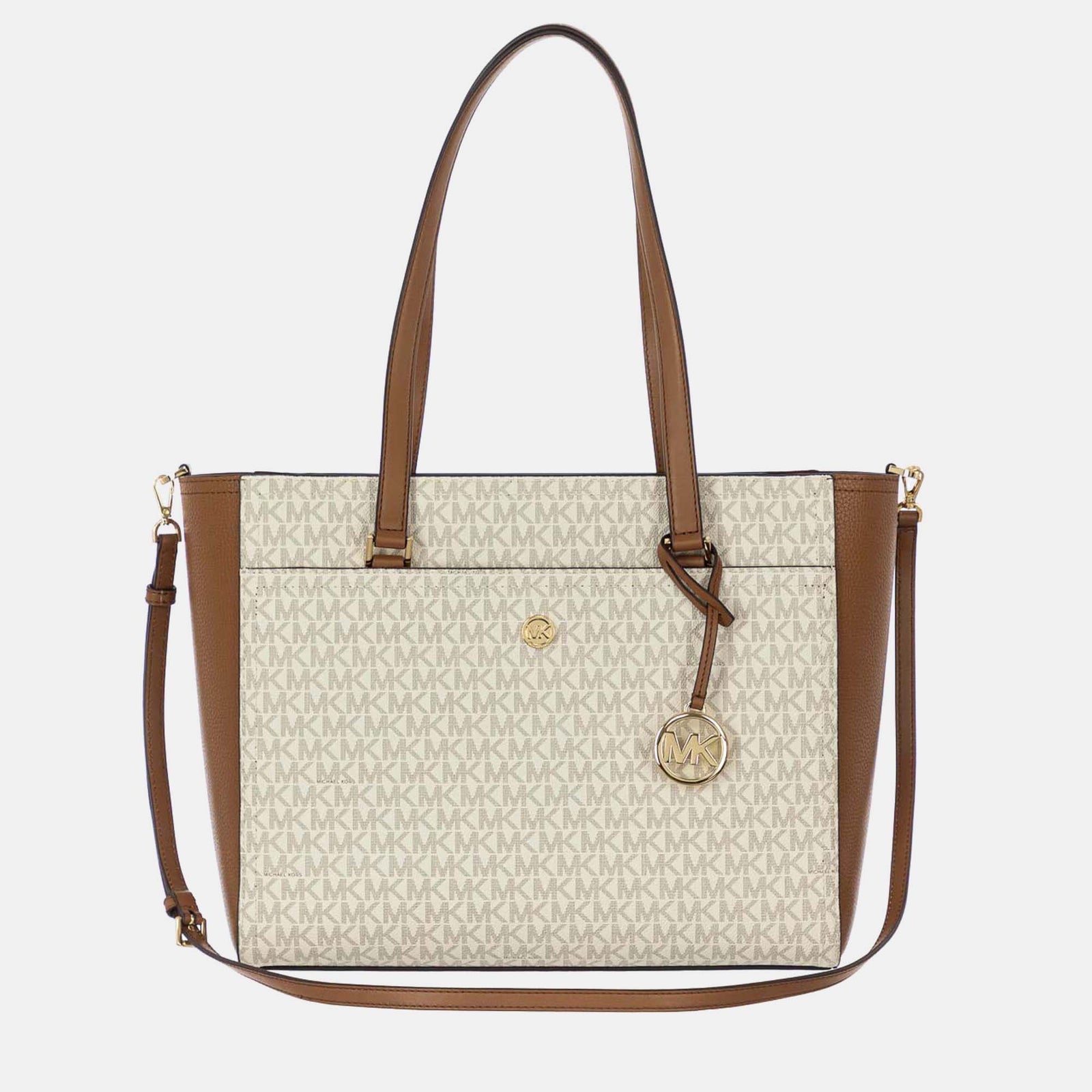 Michael Kors Beige & Brown - Leather - Tote Bag