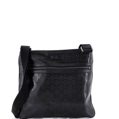 GUCCI Front Zip Flat Messenger Bag GG Imprime Medium
