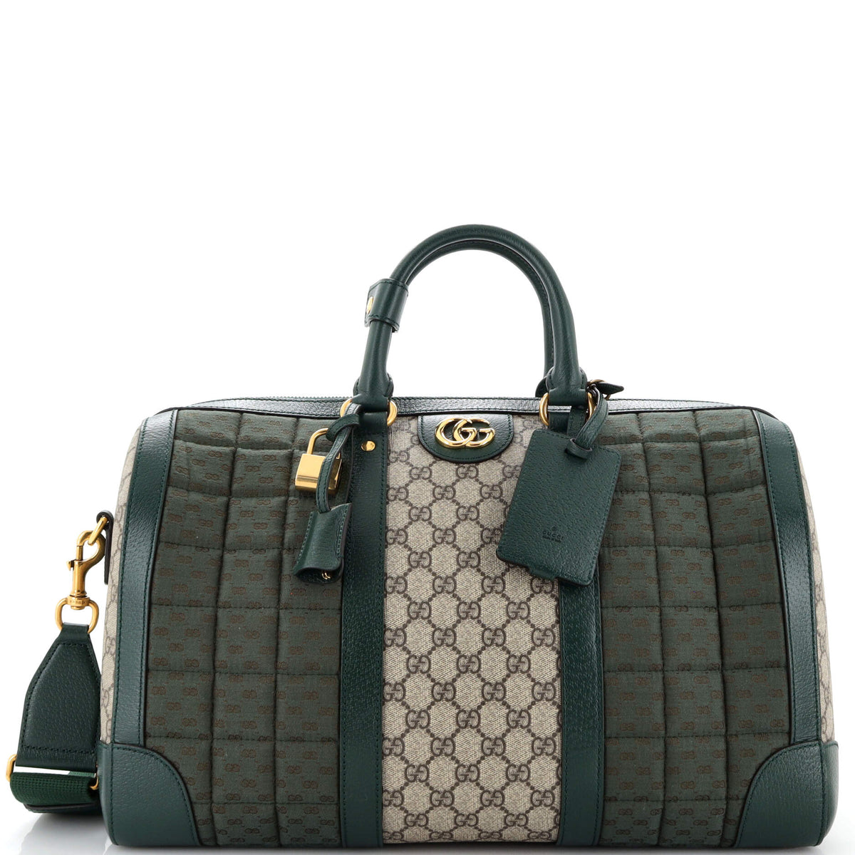 Gucci GUCCI Convertible Duffle Bag Square Quilted Mini GG Canvas and GG Coated Canvas Medium