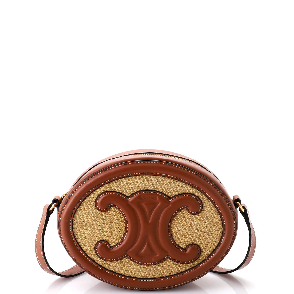 Celine CELINE Triomphe Oval Crossbody Bag Canvas and Leather