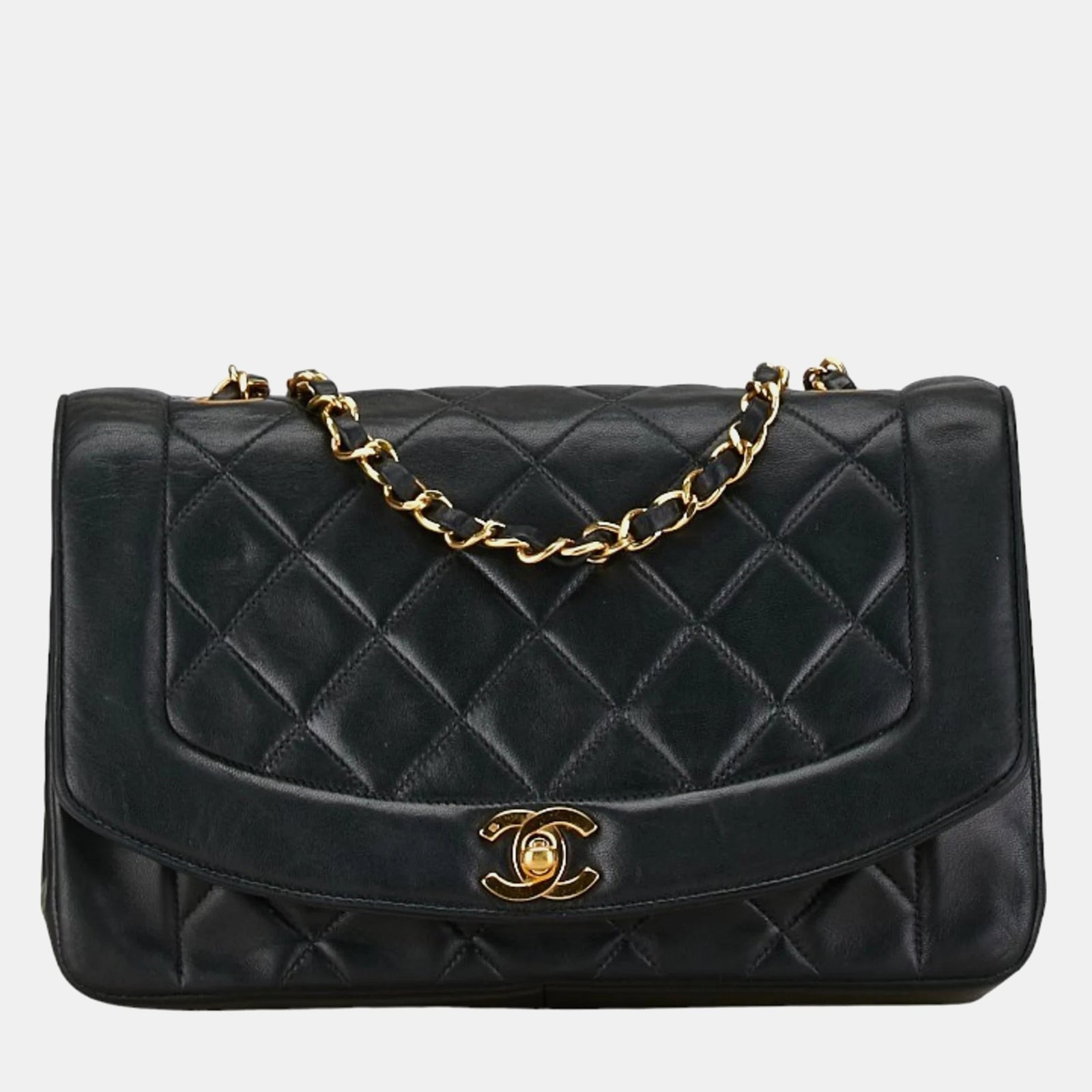 Chanel Sac à rabat Diana en cuir noir