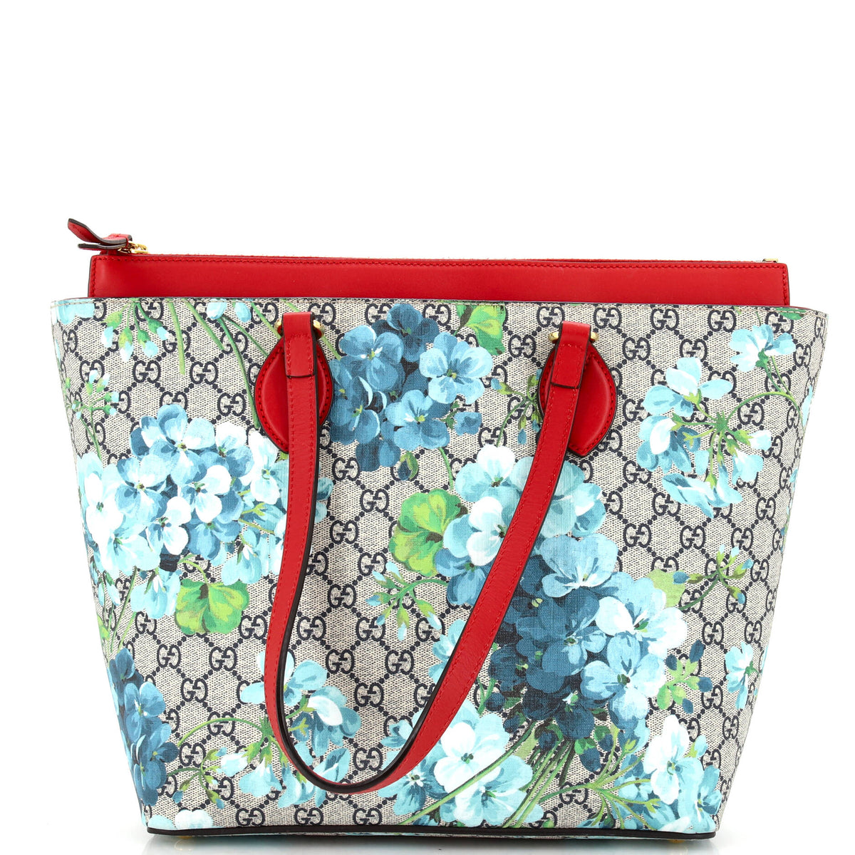 Gucci GUCCI Linea A Zip Tote Blooms Print GG Coated Canvas Medium