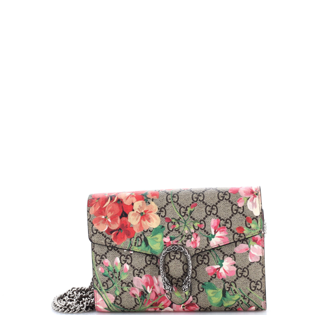 Gucci GUCCI Dionysus Chain Wallet Blooms Print GG Coated Canvas Small
