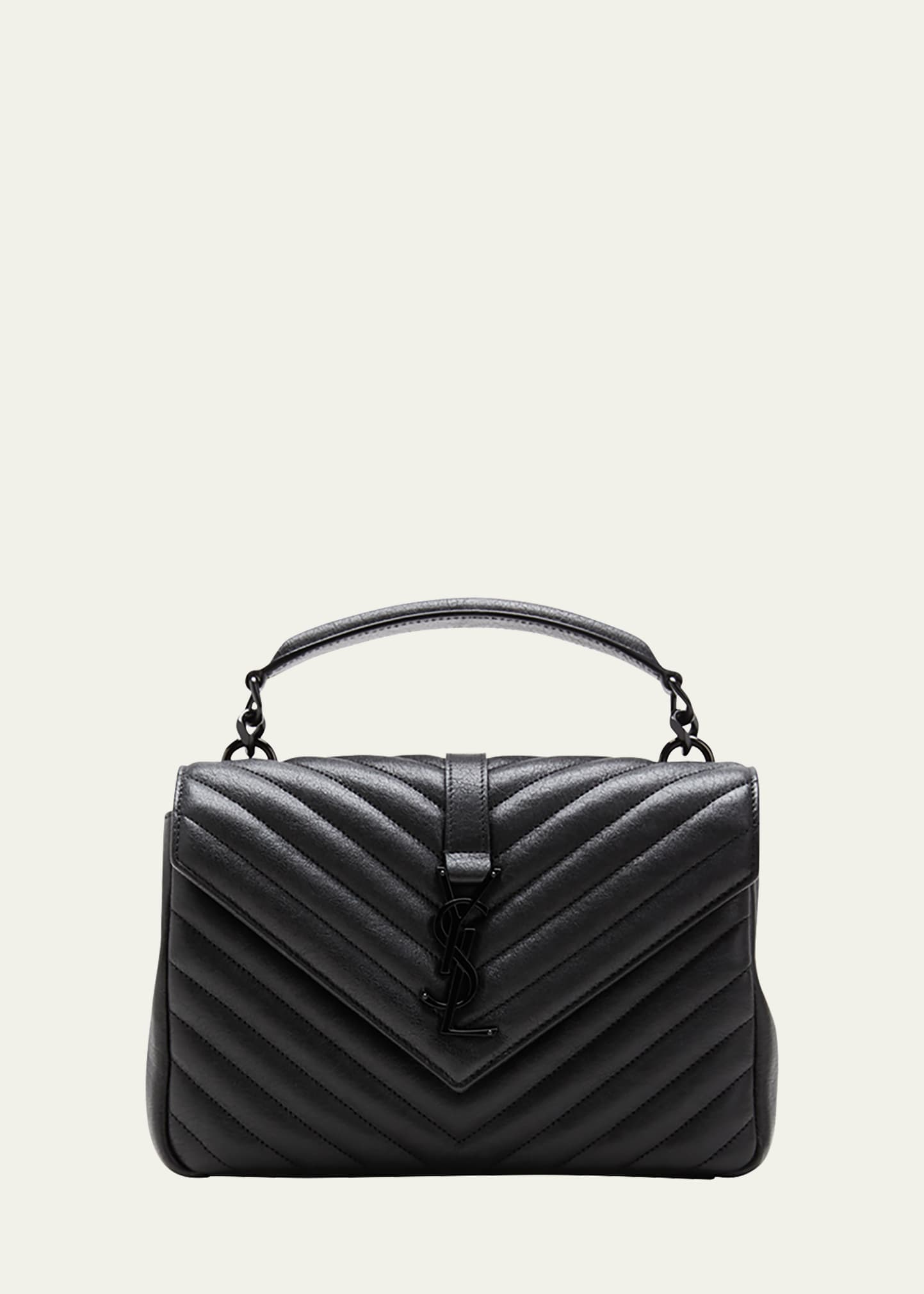 Saint Laurent College Medium Flap YSL Shoulder Bag in Quilted Leather