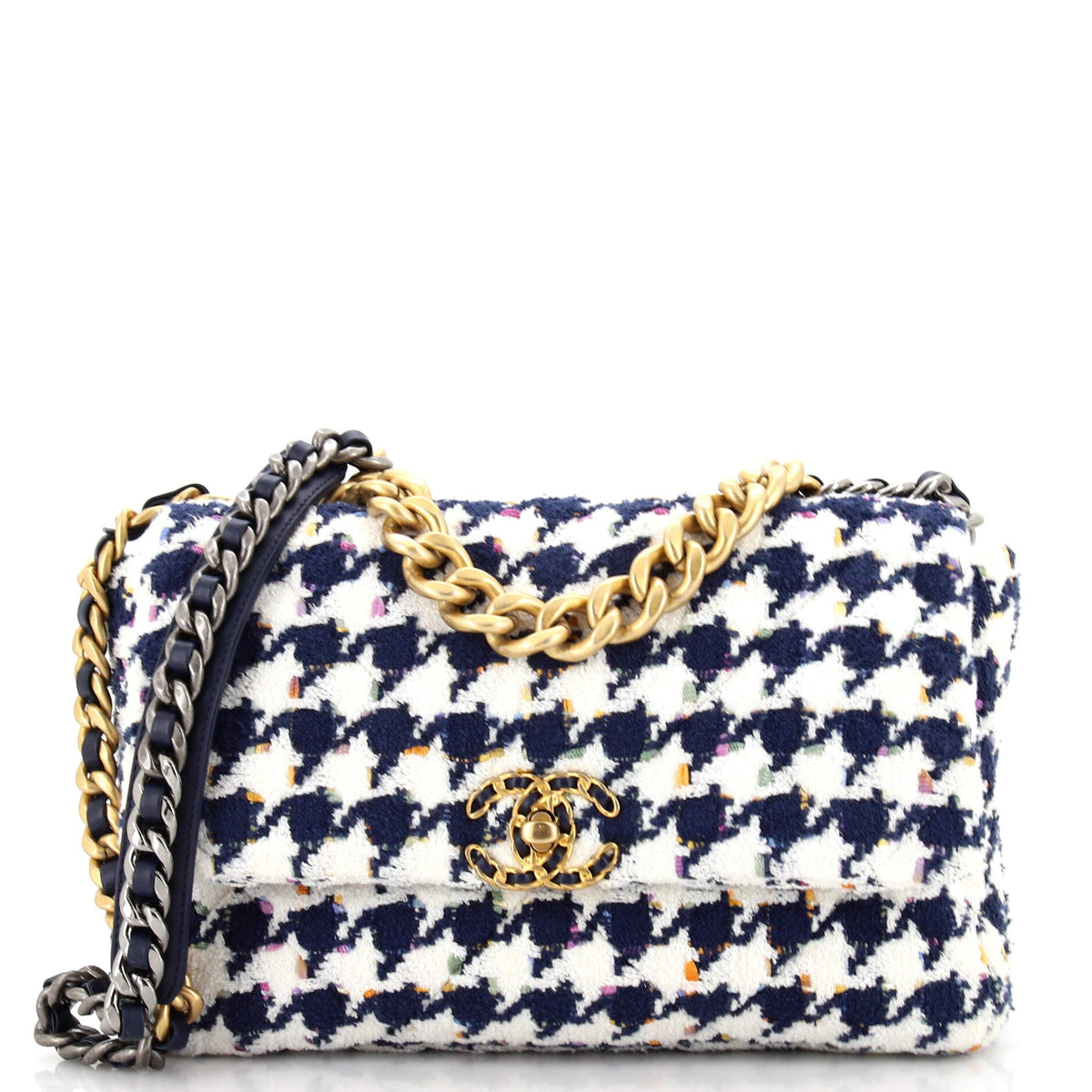 Chanel CHANEL 19 Flap Bag Quilted Multicolor Tweed Large