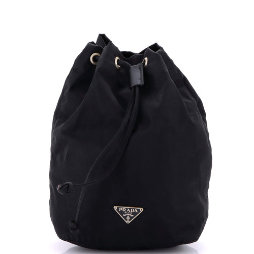 PRADA Drawstring Wristlet Bucket Bag Tessuto Small